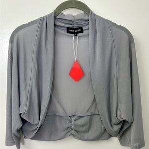 Mint Limit Sheer Gray Shrug Cardigan Cropped Sz Large NWT